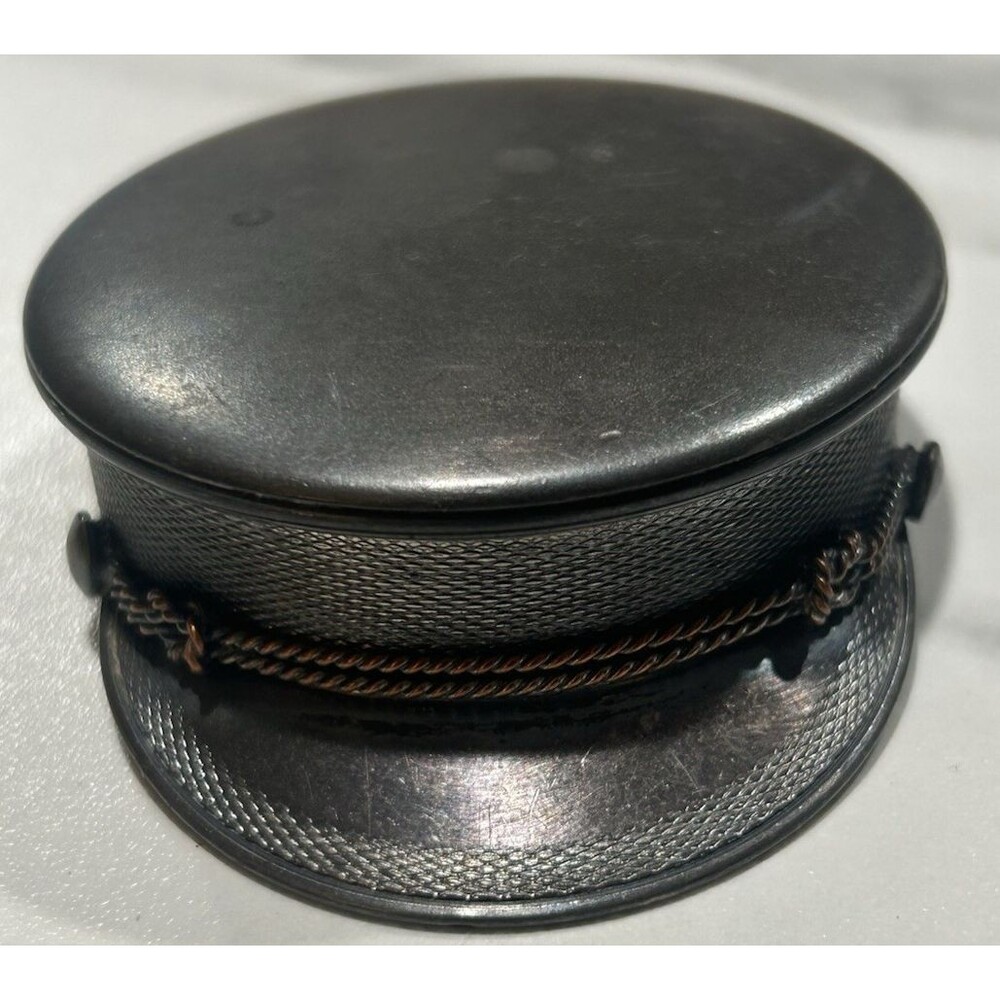 Antique Silver Plated American Postman's Hat Table Snuffbox William Barthman